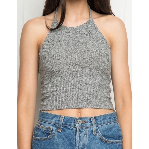 ❌sold❌Brandy Melville Gray Thermal Knit Crop Top✨ - Picture 3 of 5